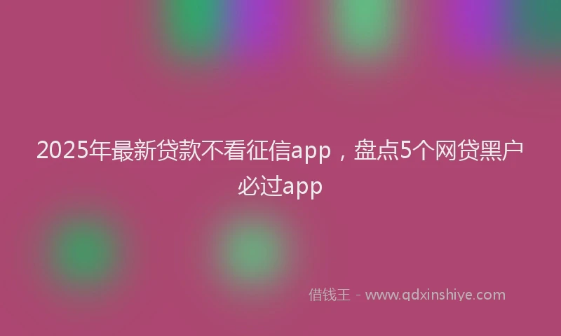 2025年最新贷款不看征信app，盘点5个网贷黑户必过app