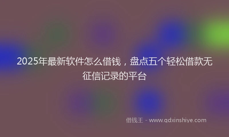 2025年最新软件怎么借钱，盘点五个轻松借款无征信记录的平台