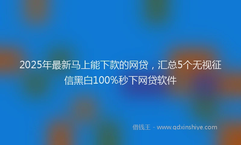 2025年最新马上能下款的网贷，汇总5个无视征信黑白100%秒下网贷软件