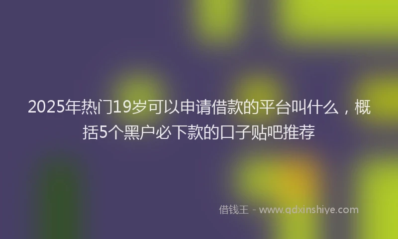 2025年热门19岁可以申请借款的平台叫什么，概括5个黑户必下款的口子贴吧推荐