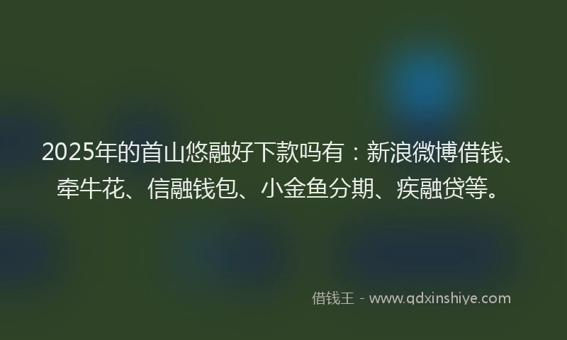 2025年的首山悠融好下款吗有：新浪微博借钱、牵牛花、信融钱包、小金鱼分期、疾融贷等。