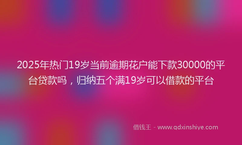 2025年热门19岁当前逾期花户能下款30000的平台贷款吗，归纳五个满19岁可以借款的平台