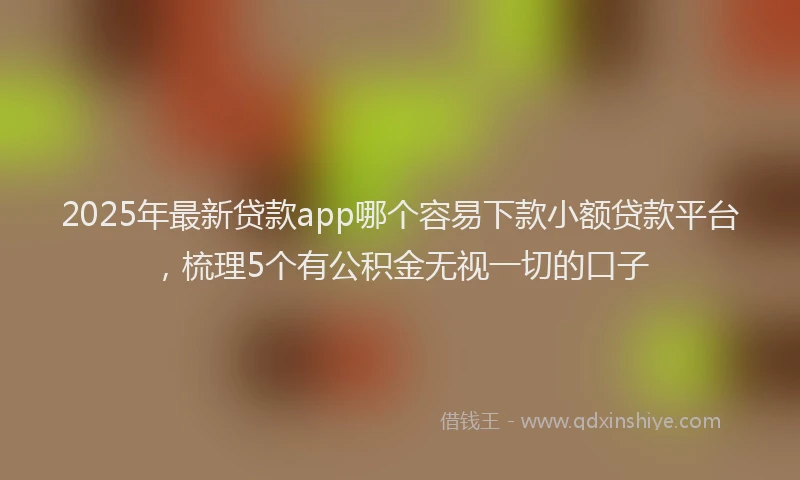 2025年最新贷款app哪个容易下款小额贷款平台，梳理5个有公积金无视一切的口子