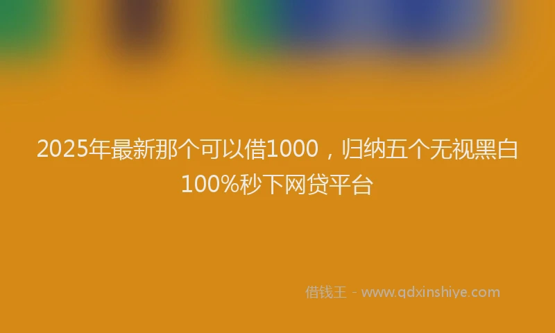 2025年最新那个可以借1000，归纳五个无视黑白100%秒下网贷平台