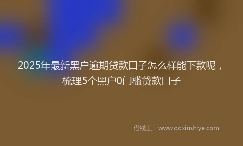 2025年最新黑户逾期贷款口子怎么样能下款呢，梳理5个黑户0门槛贷款口子