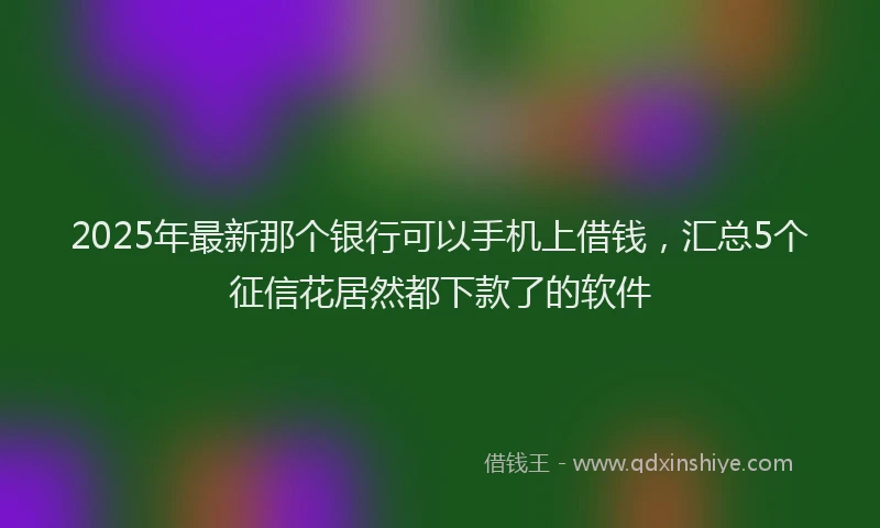 2025年最新那个银行可以手机上借钱，汇总5个征信花居然都下款了的软件