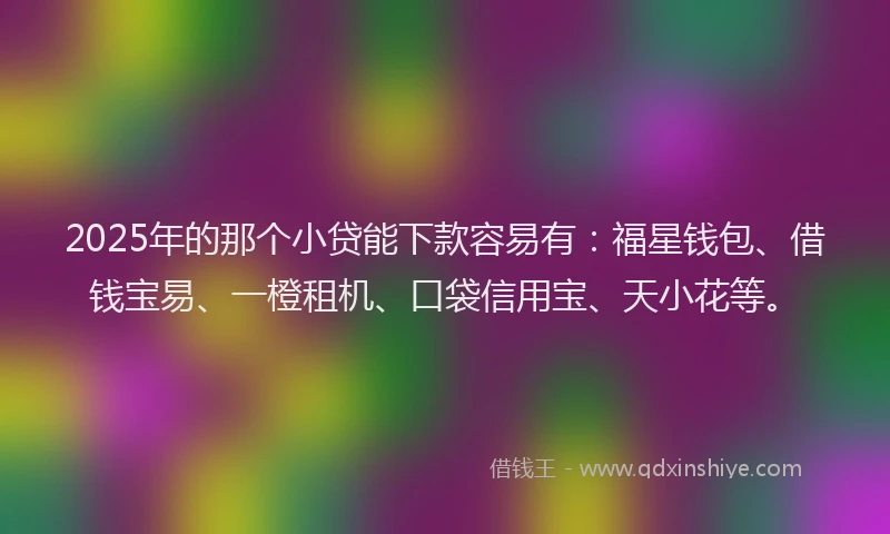 2025年的那个小贷能下款容易有：福星钱包、借钱宝易、一橙租机、口袋信用宝、天小花等。
