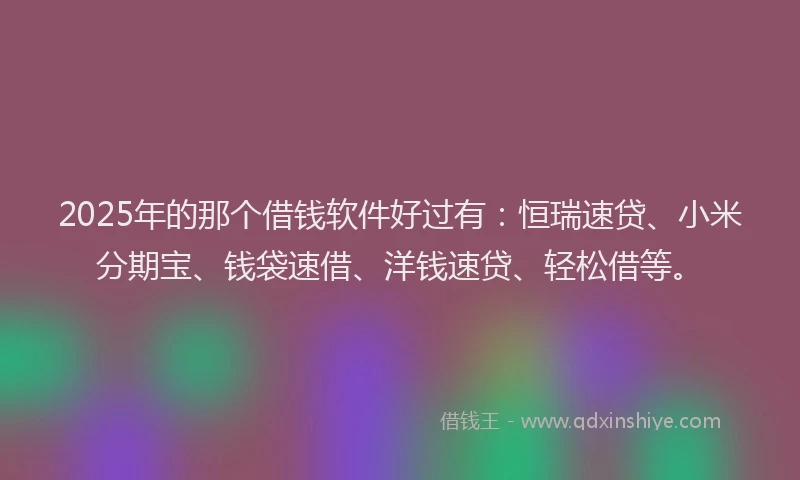 2025年的那个借钱软件好过有：恒瑞速贷、小米分期宝、钱袋速借、洋钱速贷、轻松借等。