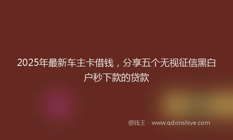 2025年最新车主卡借钱，分享五个无视征信黑白户秒下款的贷款