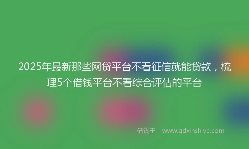 2025年最新那些网贷平台不看征信就能贷款，梳理5个借钱平台不看综合评估的平台