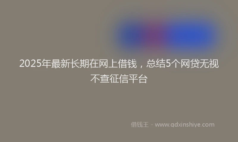 2025年最新长期在网上借钱，总结5个网贷无视不查征信平台