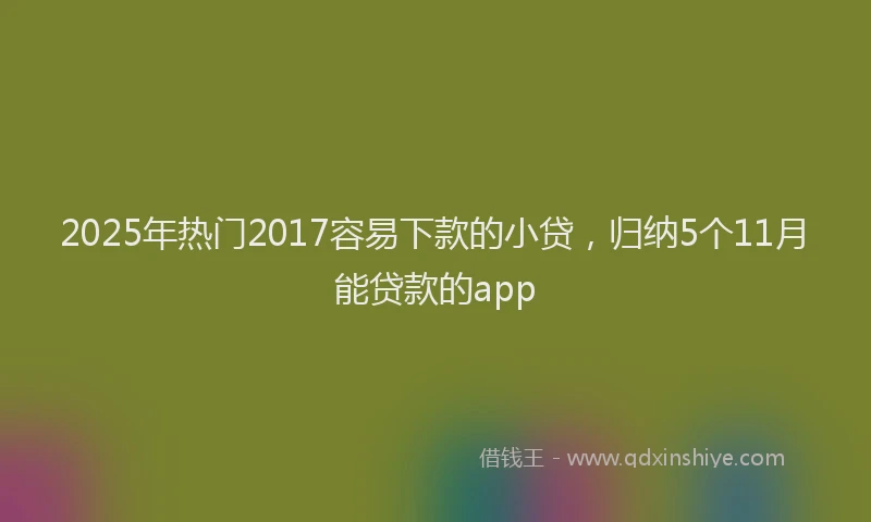 2025年热门2017容易下款的小贷，归纳5个11月能贷款的app