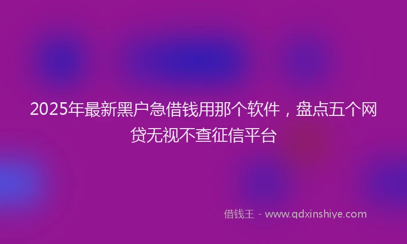 2025年最新黑户急借钱用那个软件，盘点五个网贷无视不查征信平台