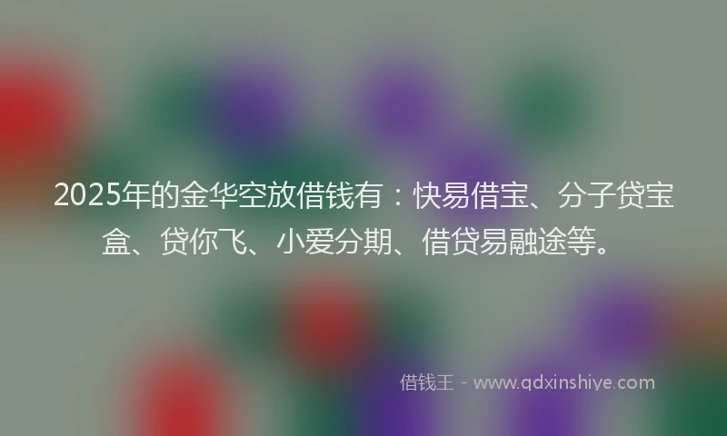 2025年的金华空放借钱有：快易借宝、分子贷宝盒、贷你飞、小爱分期、借贷易融途等。