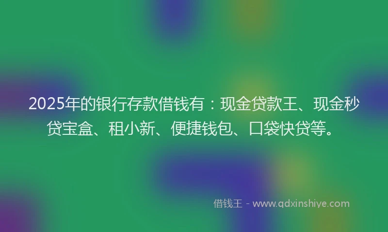 2025年的银行存款借钱有：现金贷款王、现金秒贷宝盒、租小新、便捷钱包、口袋快贷等。