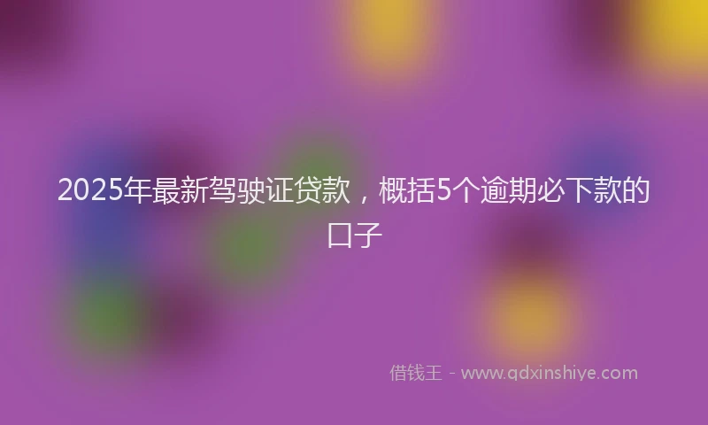 2025年最新驾驶证贷款，概括5个逾期必下款的口子