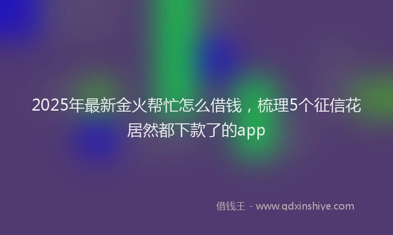 2025年最新金火帮忙怎么借钱，梳理5个征信花居然都下款了的app