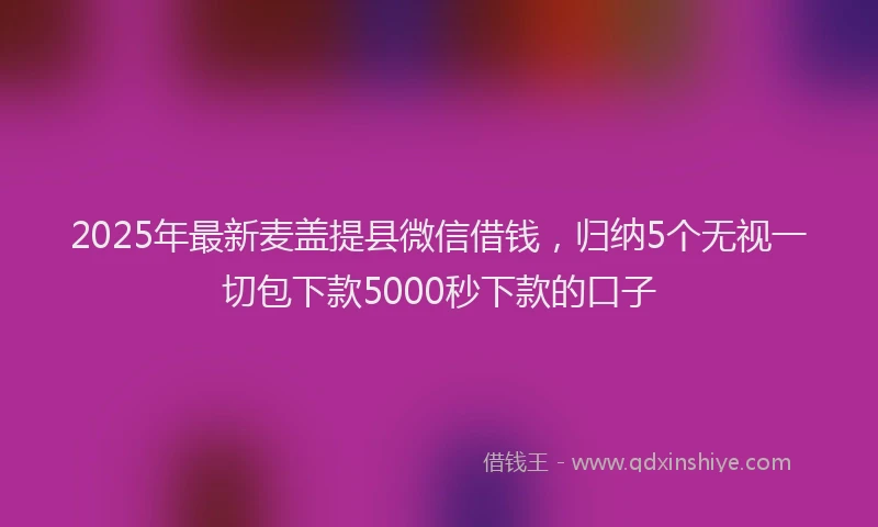2025年最新麦盖提县微信借钱，归纳5个无视一切包下款5000秒下款的口子