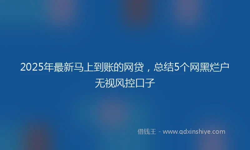 2025年最新马上到账的网贷，总结5个网黑烂户无视风控口子
