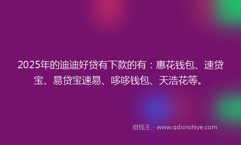 2025年的迪迪好贷有下款的有：惠花钱包、速贷宝、易贷宝速易、哆哆钱包、天浩花等。