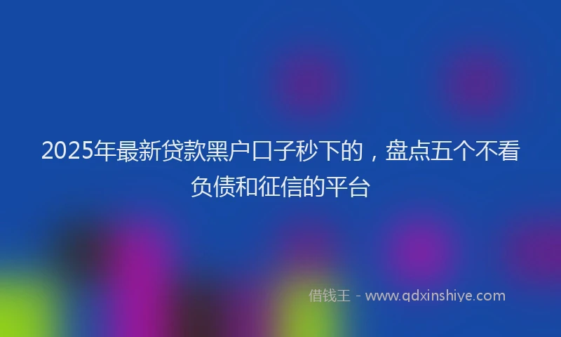 2025年最新贷款黑户口子秒下的，盘点五个不看负债和征信的平台