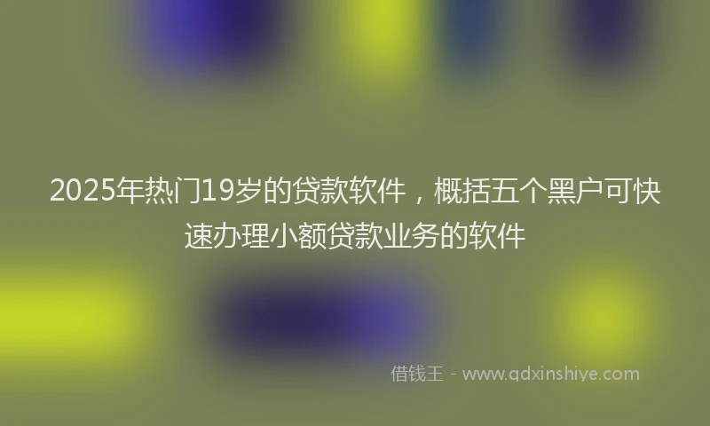 2025年热门19岁的贷款软件，概括五个黑户可快速办理小额贷款业务的软件