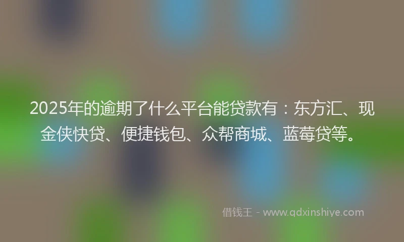 2025年的逾期了什么平台能贷款有：东方汇、现金侠快贷、便捷钱包、众帮商城、蓝莓贷等。