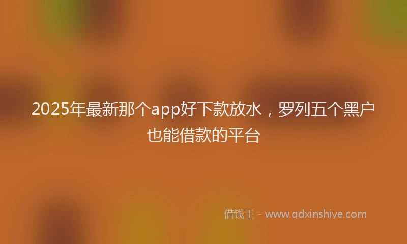 2025年最新那个app好下款放水，罗列五个黑户也能借款的平台