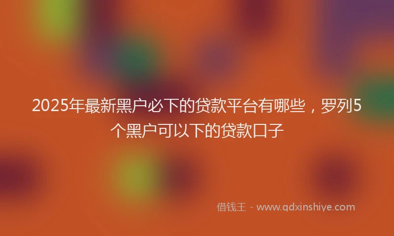 2025年最新黑户必下的贷款平台有哪些，罗列5个黑户可以下的贷款口子