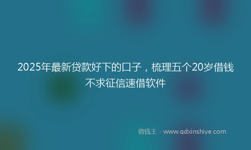 2025年最新贷款好下的口子，梳理五个20岁借钱不求征信速借软件
