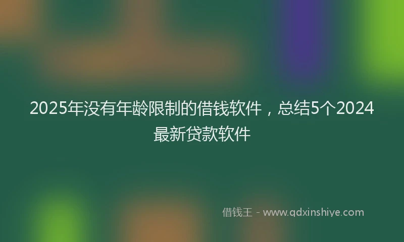 2025年没有年龄限制的借钱软件，总结5个2024最新贷款软件
