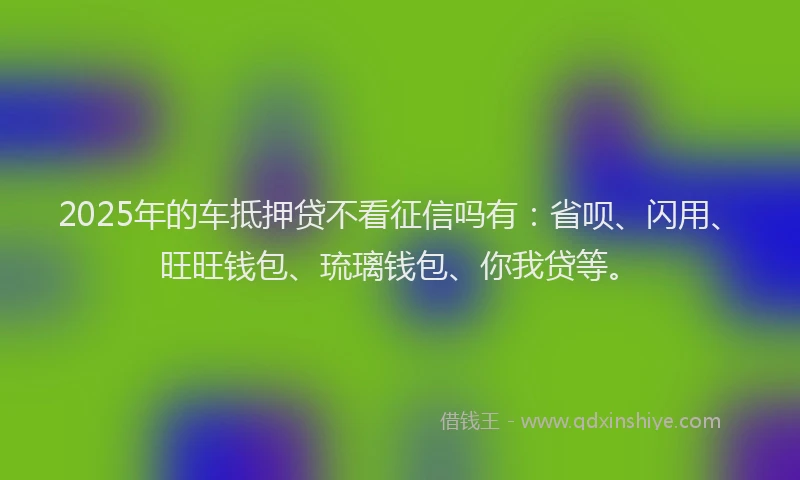 2025年的车抵押贷不看征信吗有：省呗、闪用、旺旺钱包、琉璃钱包、你我贷等。
