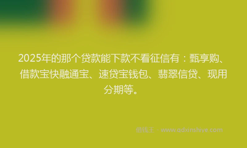 2025年的那个贷款能下款不看征信有：甄享购、借款宝快融通宝、速贷宝钱包、翡翠信贷、现用分期等。
