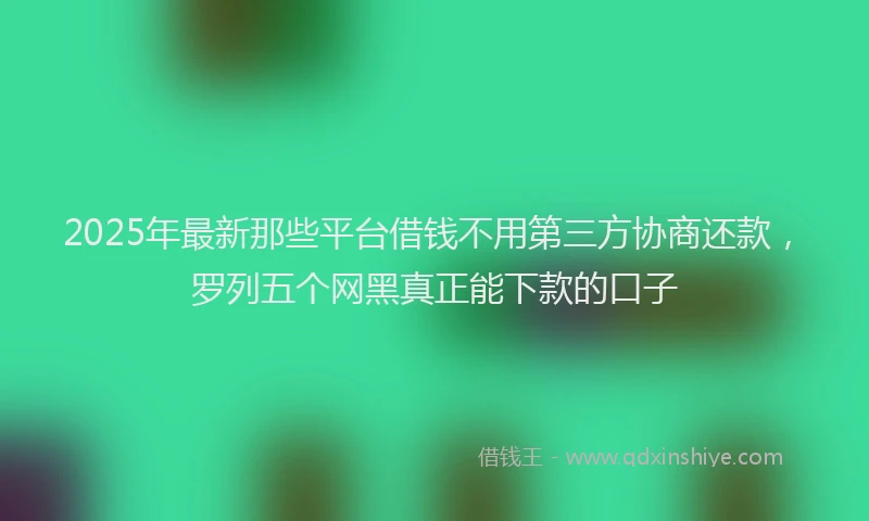 2025年最新那些平台借钱不用第三方协商还款，罗列五个网黑真正能下款的口子