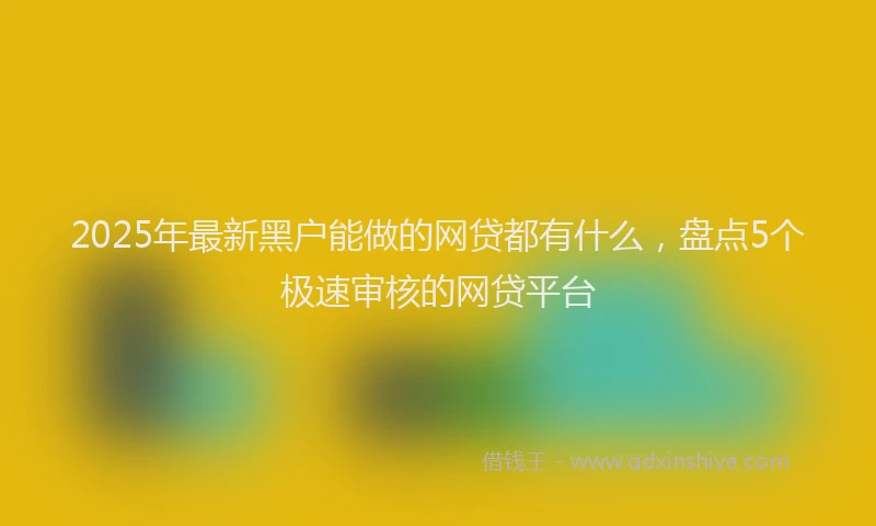 2025年最新黑户能做的网贷都有什么，盘点5个极速审核的网贷平台