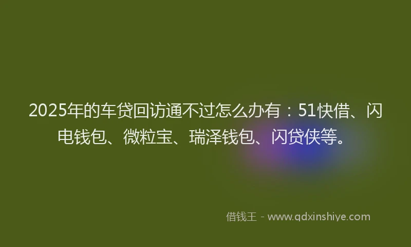 2025年的车贷回访通不过怎么办有：51快借、闪电钱包、微粒宝、瑞泽钱包、闪贷侠等。