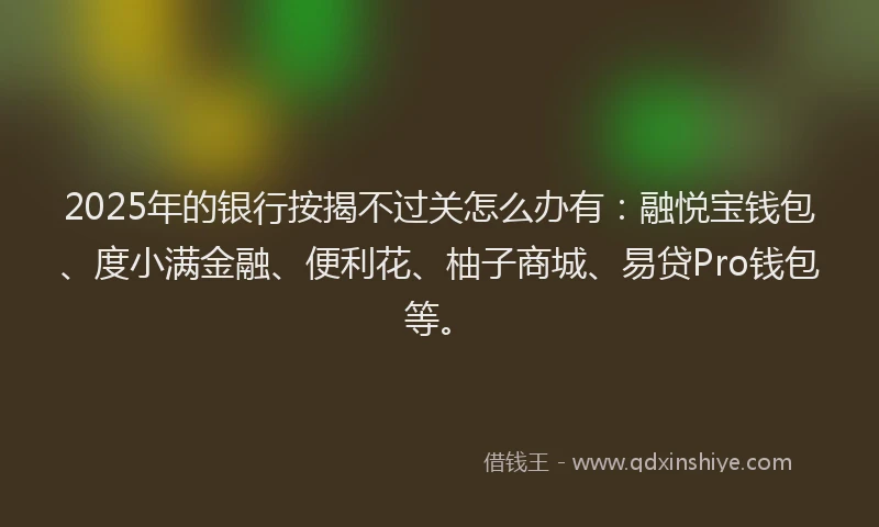 2025年的银行按揭不过关怎么办有：融悦宝钱包、度小满金融、便利花、柚子商城、易贷Pro钱包等。