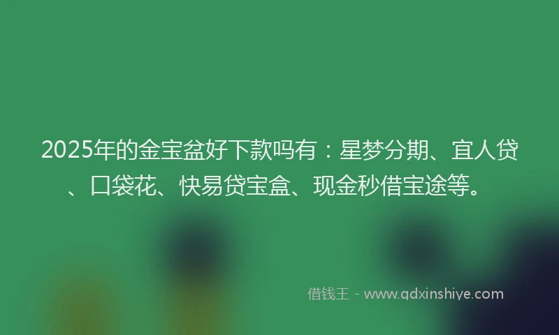 2025年的金宝盆好下款吗有：星梦分期、宜人贷、口袋花、快易贷宝盒、现金秒借宝途等。