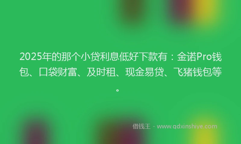 2025年的那个小贷利息低好下款有：金诺Pro钱包、口袋财富、及时租、现金易贷、飞猪钱包等。