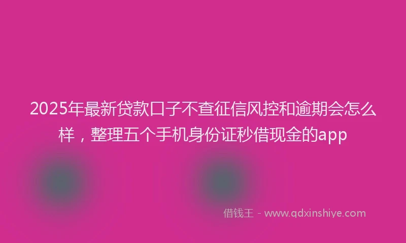 2025年最新贷款口子不查征信风控和逾期会怎么样，整理五个手机身份证秒借现金的app