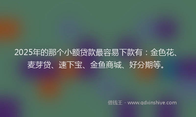 2025年的那个小额贷款最容易下款有：金色花、麦芽贷、速下宝、金鱼商城、好分期等。