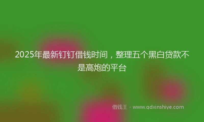 2025年最新钉钉借钱时间，整理五个黑白贷款不是高炮的平台