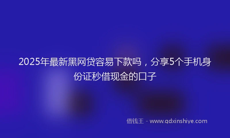 2025年最新黑网贷容易下款吗，分享5个手机身份证秒借现金的口子