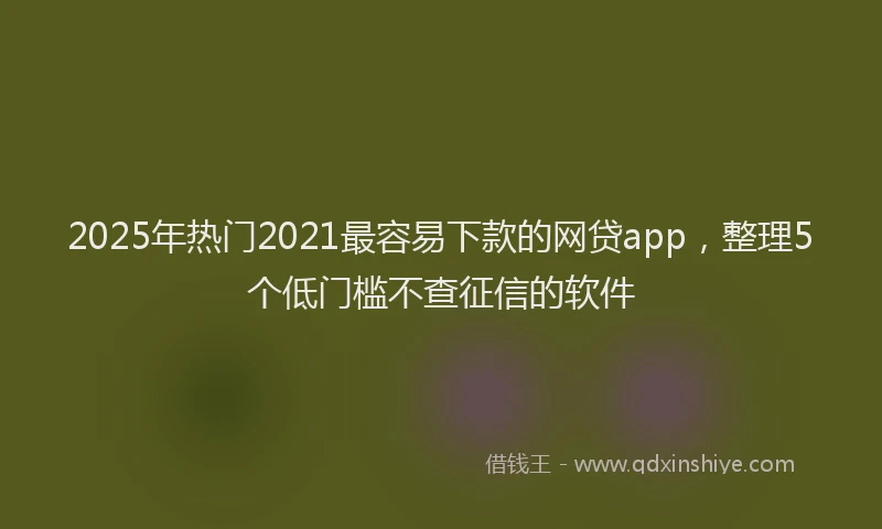 2025年热门2021最容易下款的网贷app，整理5个低门槛不查征信的软件