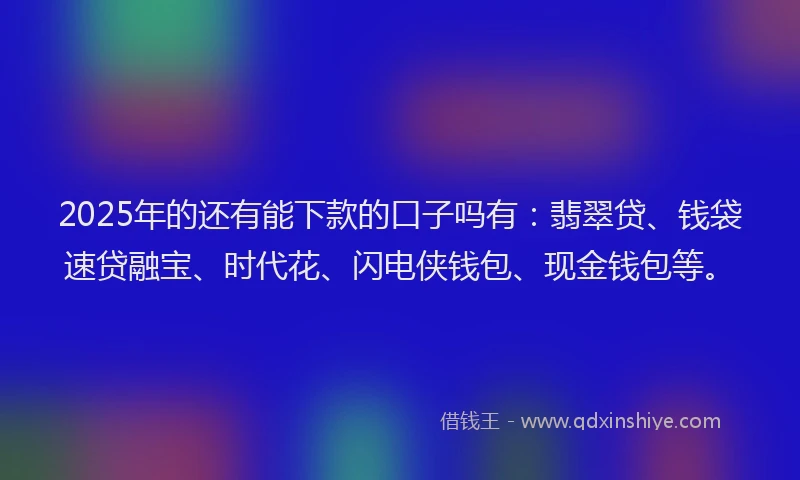 2025年的还有能下款的口子吗有：翡翠贷、钱袋速贷融宝、时代花、闪电侠钱包、现金钱包等。