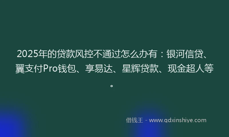 2025年的贷款风控不通过怎么办有：银河信贷、翼支付Pro钱包、享易达、星辉贷款、现金超人等。