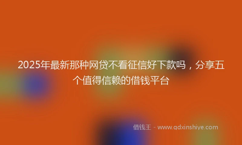 2025年最新那种网贷不看征信好下款吗，分享五个值得信赖的借钱平台