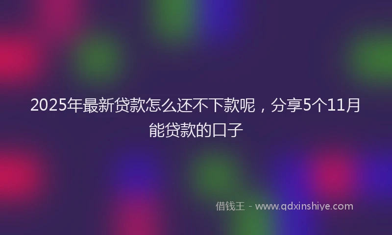 2025年最新贷款怎么还不下款呢，分享5个11月能贷款的口子