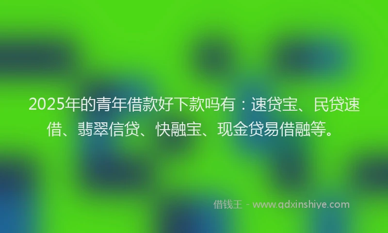 2025年的青年借款好下款吗有：速贷宝、民贷速借、翡翠信贷、快融宝、现金贷易借融等。