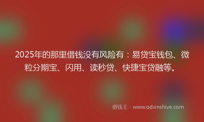 2025年的那里借钱没有风险有：易贷宝钱包、微粒分期宝、闪用、读秒贷、快捷宝贷融等。